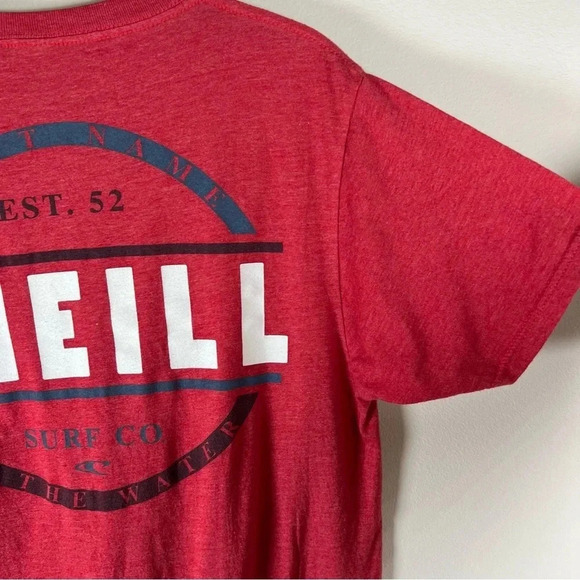 O'Neill Men's Graphic T-Shirt Red Heather Crew Neck Modern Fit Cotton Size Small - Picture 8 of 8